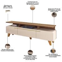 Rack Para Sala émile Com Painel Para Tv Ripado 70 Pol Conect B01 Off White Castanho - Lyam Decor