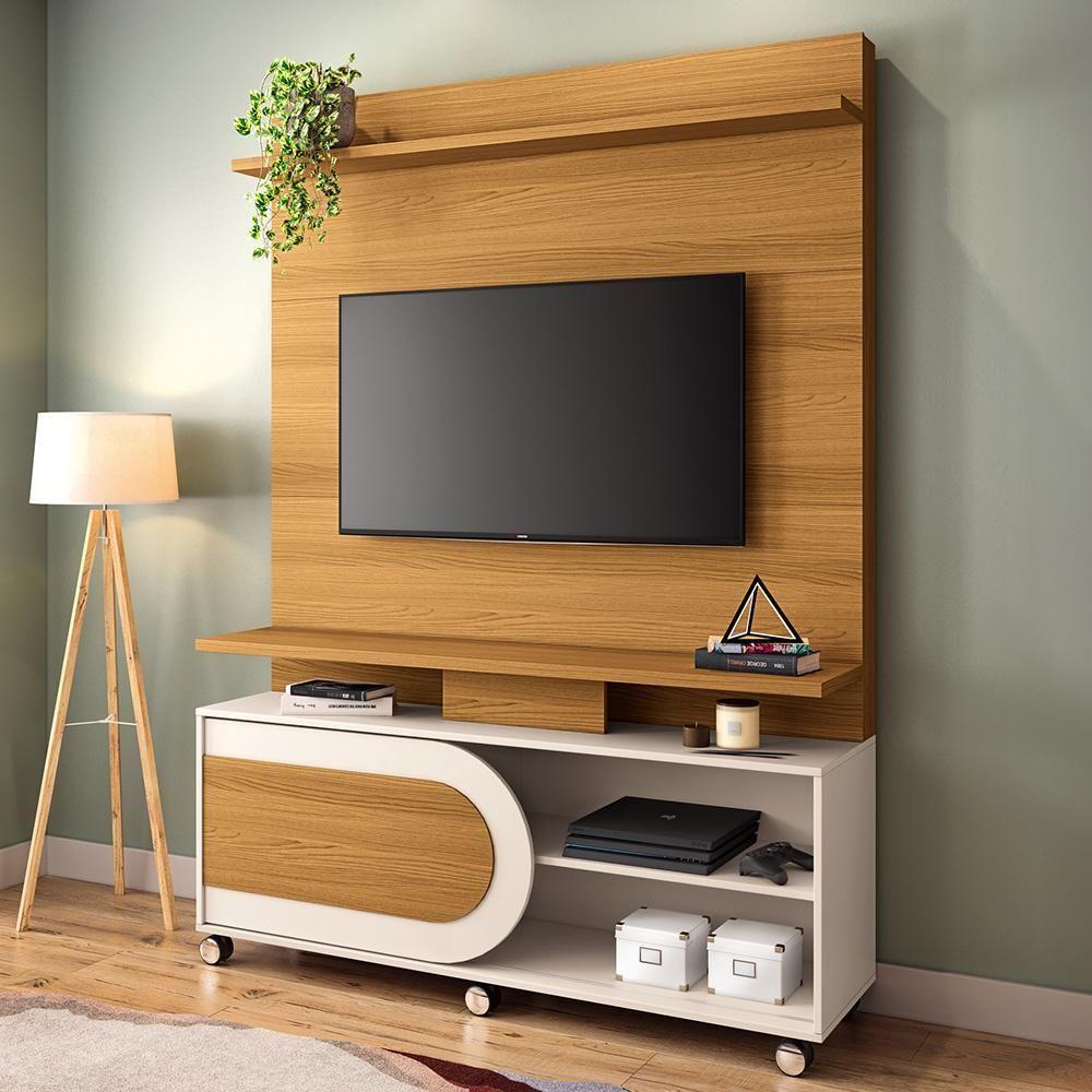 Estante Painel Para Tv 55 Pol 136cm 1 Porta Mars B01 Cinamomo Off White - Lyam Decor - 2