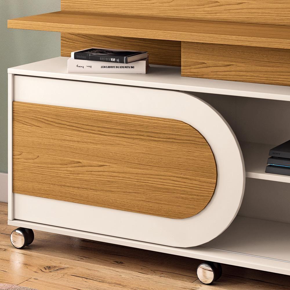 Estante Painel Para Tv 55 Pol 136cm 1 Porta Mars B01 Cinamomo Off White - Lyam Decor - 5