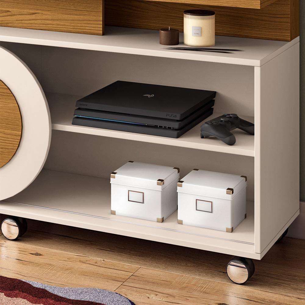 Estante Painel Para Tv 55 Pol 136cm 1 Porta Mars B01 Cinamomo Off White - Lyam Decor - 6