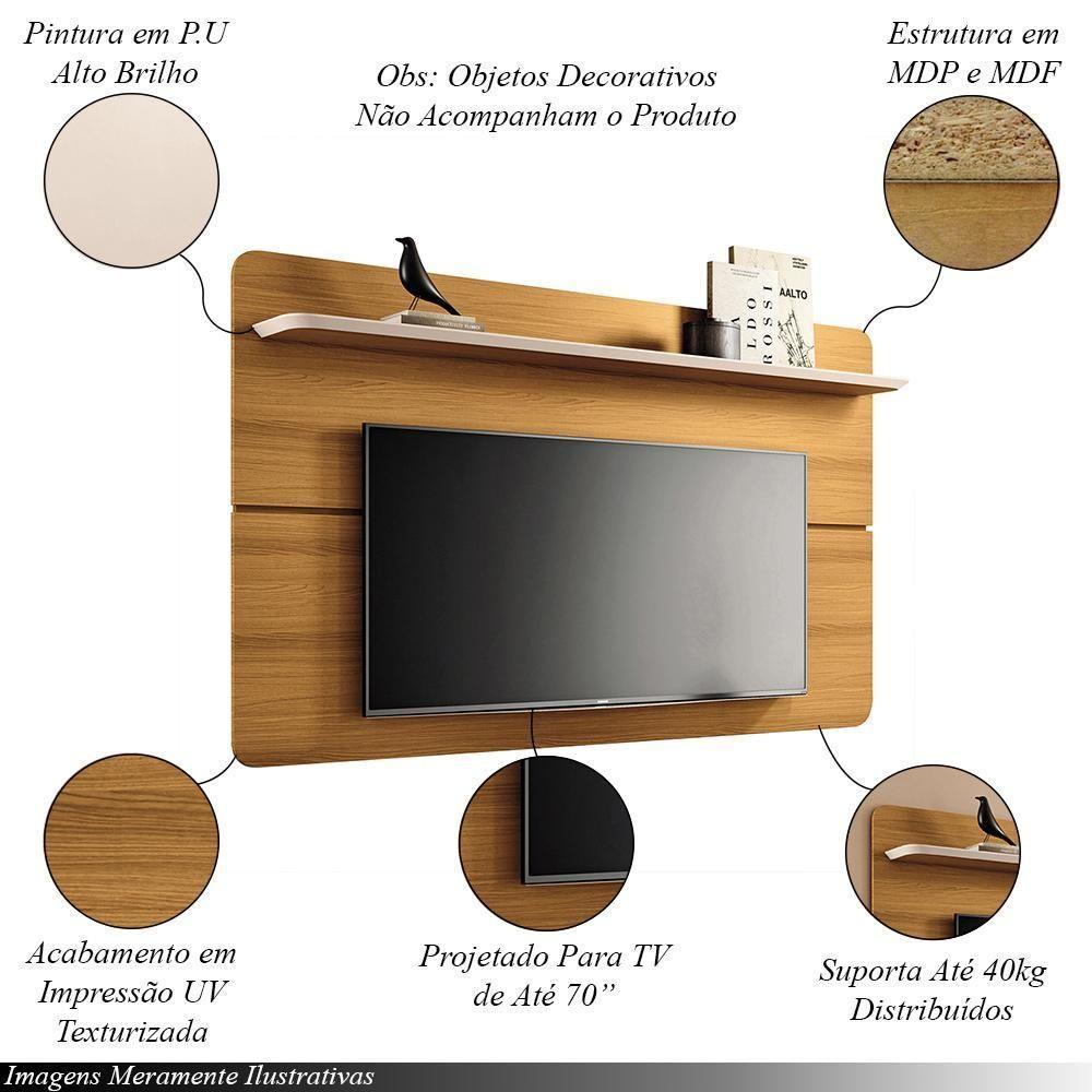 Painel Suspenso Decorativo 1.8 Tv Até 70 Pol. Sala De Estar Kirby Cinamomo/off White G26 - Gran Belo - 3