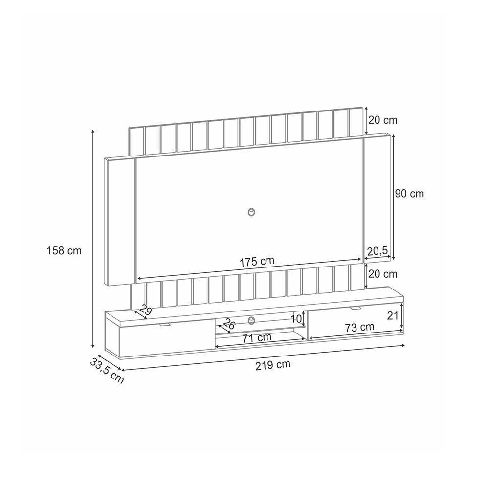 Painel Home Suspenso 2.2 Para Tv Até 70 Com Fita Led Mdp/mdf Shawn Preto/castanho G26 - Gran Belo - 4