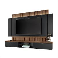 Painel Home Suspenso 2.2 Para Tv Até 70 Com Fita Led Mdp/mdf Shawn Preto/castanho G26 - Gran Belo - 2