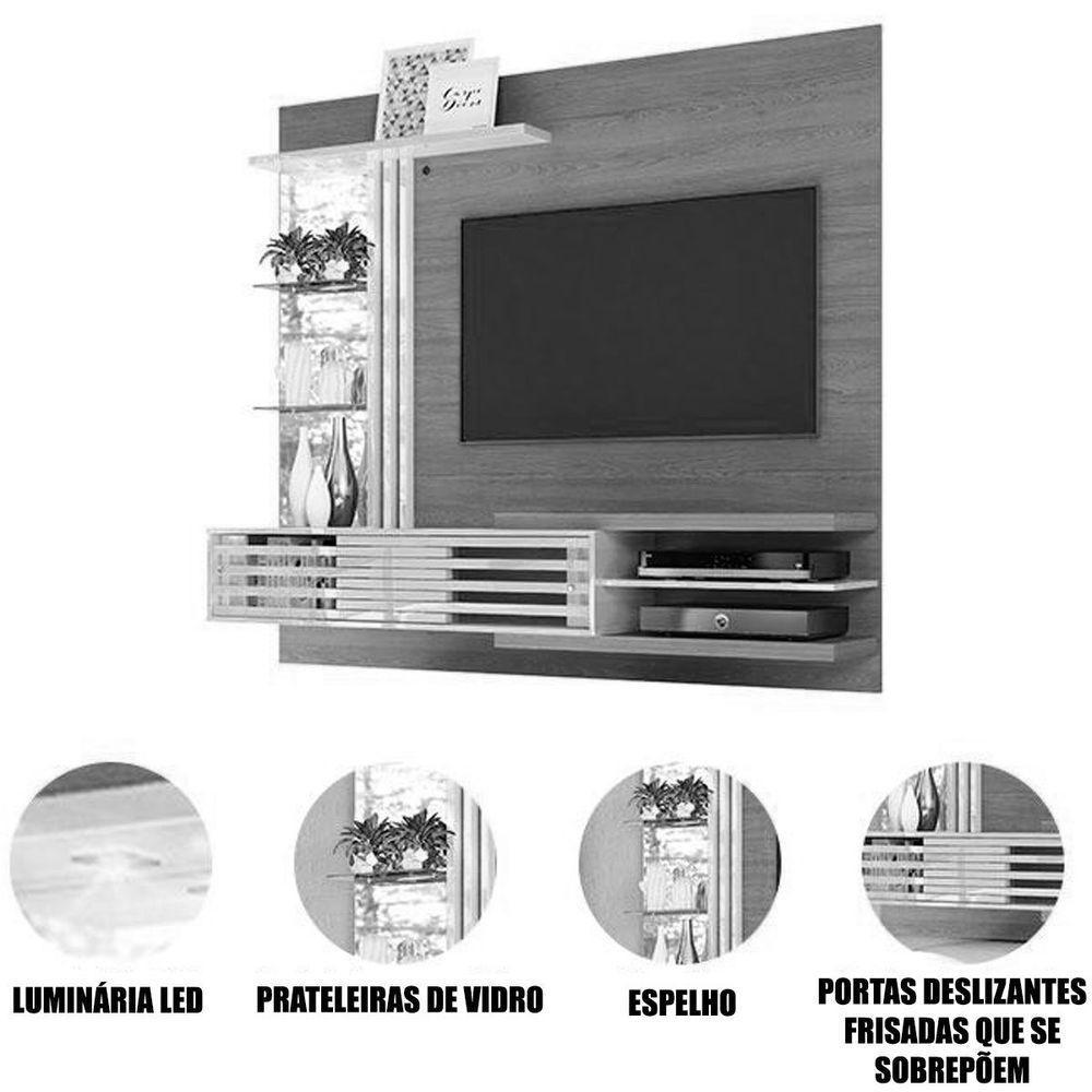Painel Suspenso Para Tv 55 Polegadas Com 2 Portas Sidnei Fendi/naturale - 3