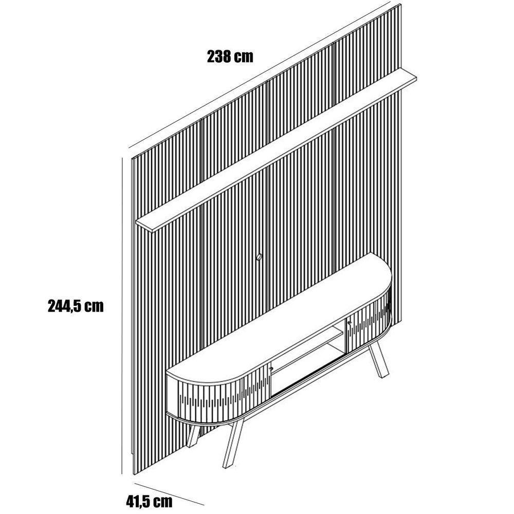 Painel Para Tv 75 Polegadas Composição Bancada Lugana Cumaru/opala - 2