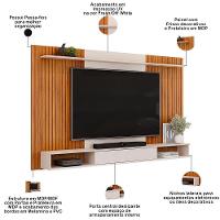 Painel Para Tv 70 Pol Com Bancada Suspensa 215cm Dom D05 Freijó Off White - Lyam Decor - 3