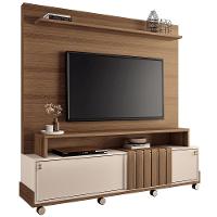 Estante Painel Para Tv 65 Pol Com Rodízios Cloud B01 Castanho Off White - Lyam Decor - 1