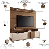 Estante Painel Para Tv 65 Pol Com Rodízios Cloud B01 Castanho Off White - Lyam Decor - 3