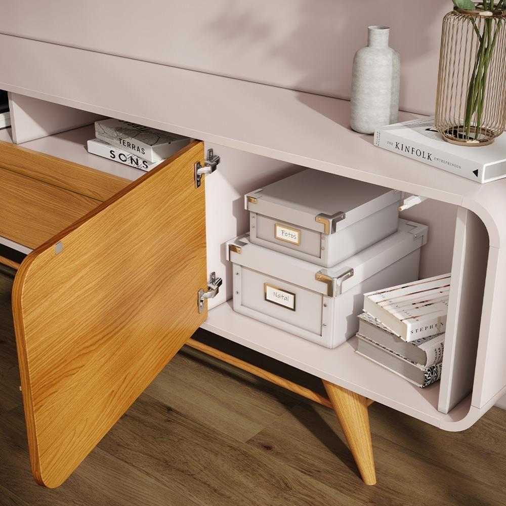 Estante Painel Para Tv 85 Pol Orgânico Com Led Royal B01 Off White Cinamomo - Lyam Decor - 6