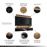 Painel Home Suspenso 1.8 Shawn Para Tv Até 55 Mdp/mdf Com Fita Led Preto/castanho G26 - Gran Belo - 3