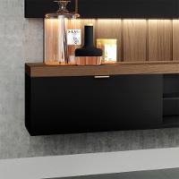 Painel Home Suspenso 1.8 Shawn Para Tv Até 55 Mdp/mdf Com Fita Led Preto/castanho G26 - Gran Belo - 5