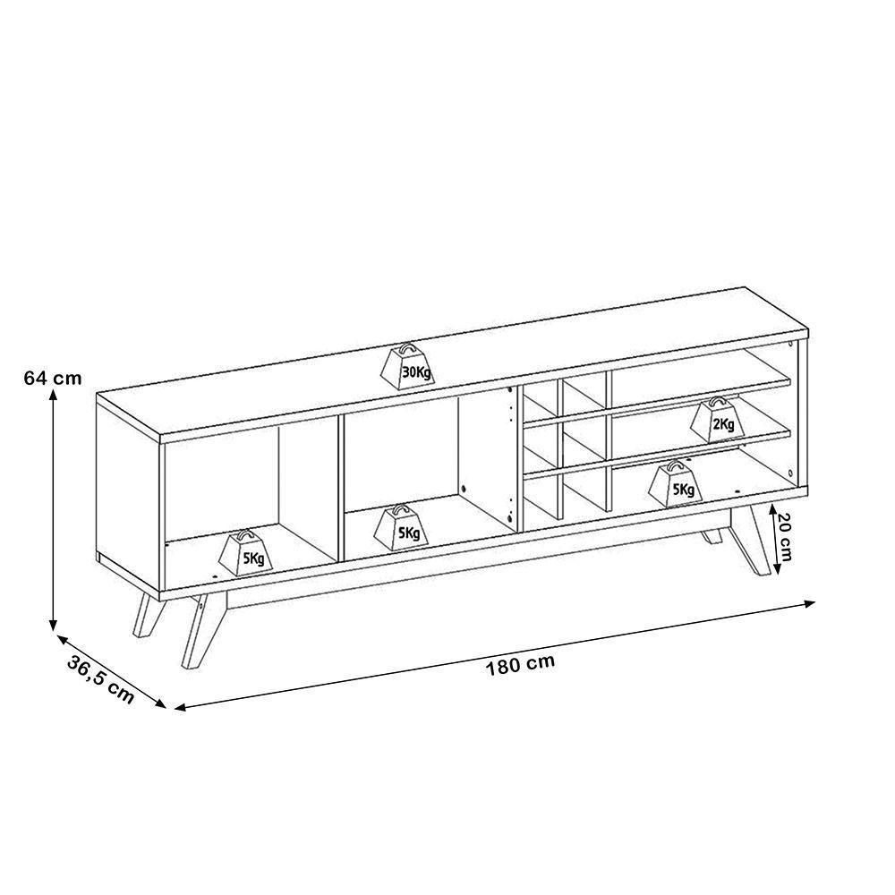 Rack Para Sala Makai Com Painel Para Tv 70 Pol Lara C04 Freijó Off White Matte - Lyam Decor - 2