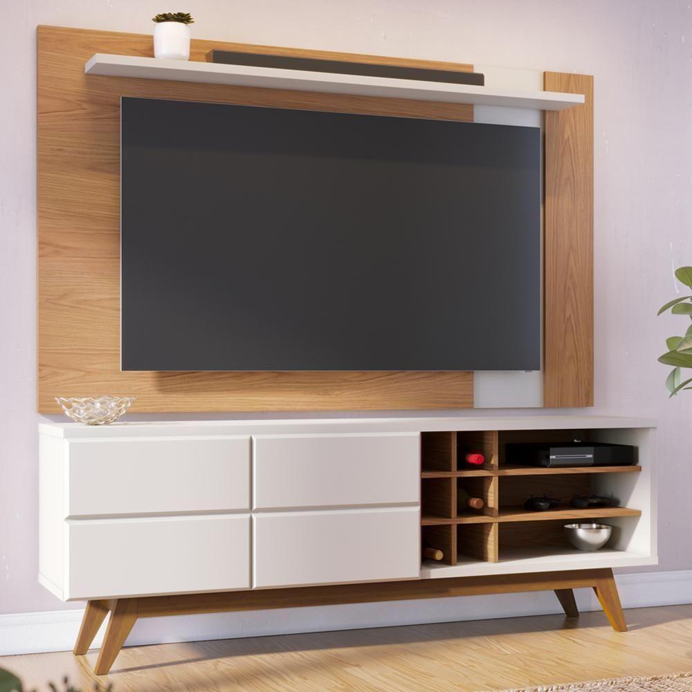Rack Para Sala Makai Com Painel Para Tv 70 Pol Lara C04 Freijó Off White Matte - Lyam Decor - 7