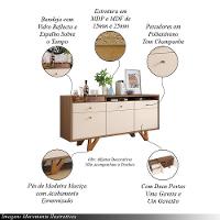 Buffet Aparador Noeli Com Bandeja Lateral Pés Em Madeira Mdp/mdf Castanho/off White G26 - Gran Belo - 3