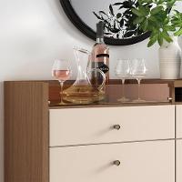 Buffet Aparador Noeli Com Bandeja Lateral Pés Em Madeira Mdp/mdf Castanho/off White G26 - Gran Belo