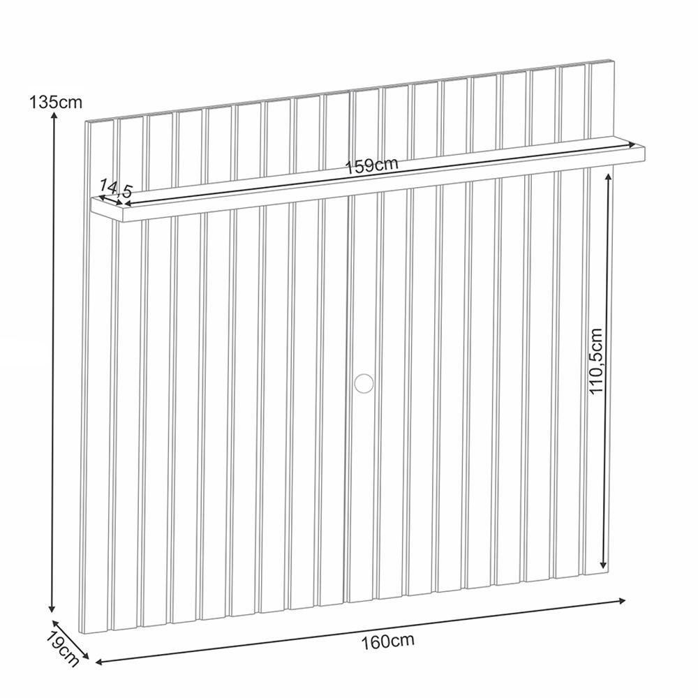 Rack Para Sala émile Com Painel Para Tv Ripado 60 Pol Conect B01 Off White Cinamomo - Lyam Decor - 5