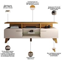 Rack Para Sala émile Com Painel Para Tv Ripado 60 Pol Conect B01 Off White Cinamomo - Lyam Decor