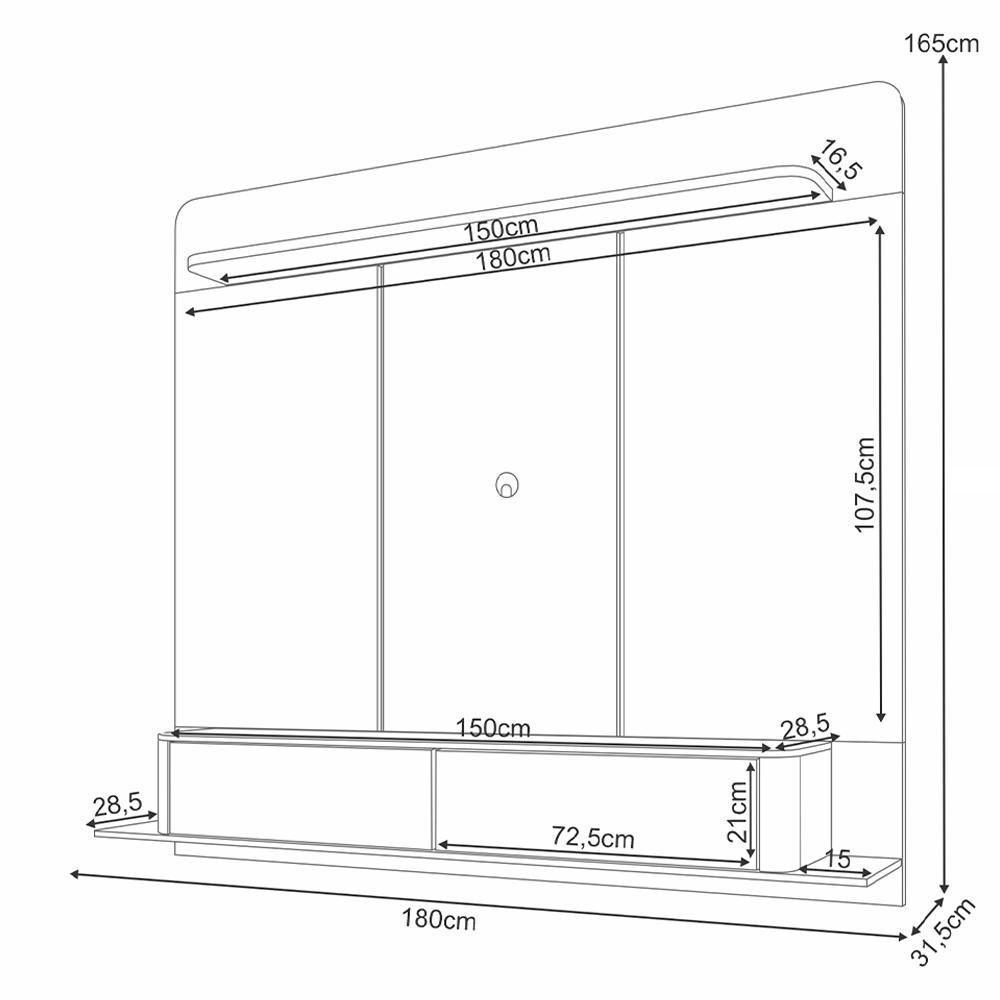 Painel Para Tv 70 Pol Bancada Suspensa Orgânica Cheri B01 Off White Cinamomo - Lyam Decor - 4