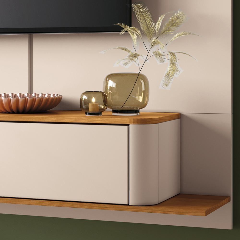 Painel Para Tv 70 Pol Bancada Suspensa Orgânica Cheri B01 Off White Cinamomo - Lyam Decor - 6
