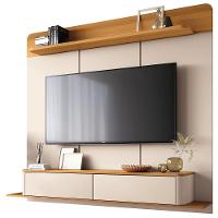 Painel Para Tv 70 Pol Bancada Suspensa Orgânica Cheri B01 Off White Cinamomo - Lyam Decor - 1