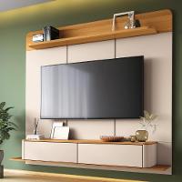Painel Para Tv 70 Pol Bancada Suspensa Orgânica Cheri B01 Off White Cinamomo - Lyam Decor - 2