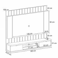 Painel Para Tv 55 Pol Ripado Com Bancada Suspensa Luzzi B01 Preto Castanho - Lyam Decor