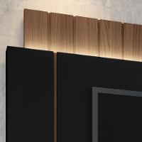 Painel Para Tv 55 Pol Ripado Com Bancada Suspensa Luzzi B01 Preto Castanho - Lyam Decor - 5