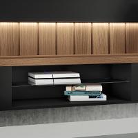 Painel Para Tv 55 Pol Ripado Com Bancada Suspensa Luzzi B01 Preto Castanho - Lyam Decor - 7