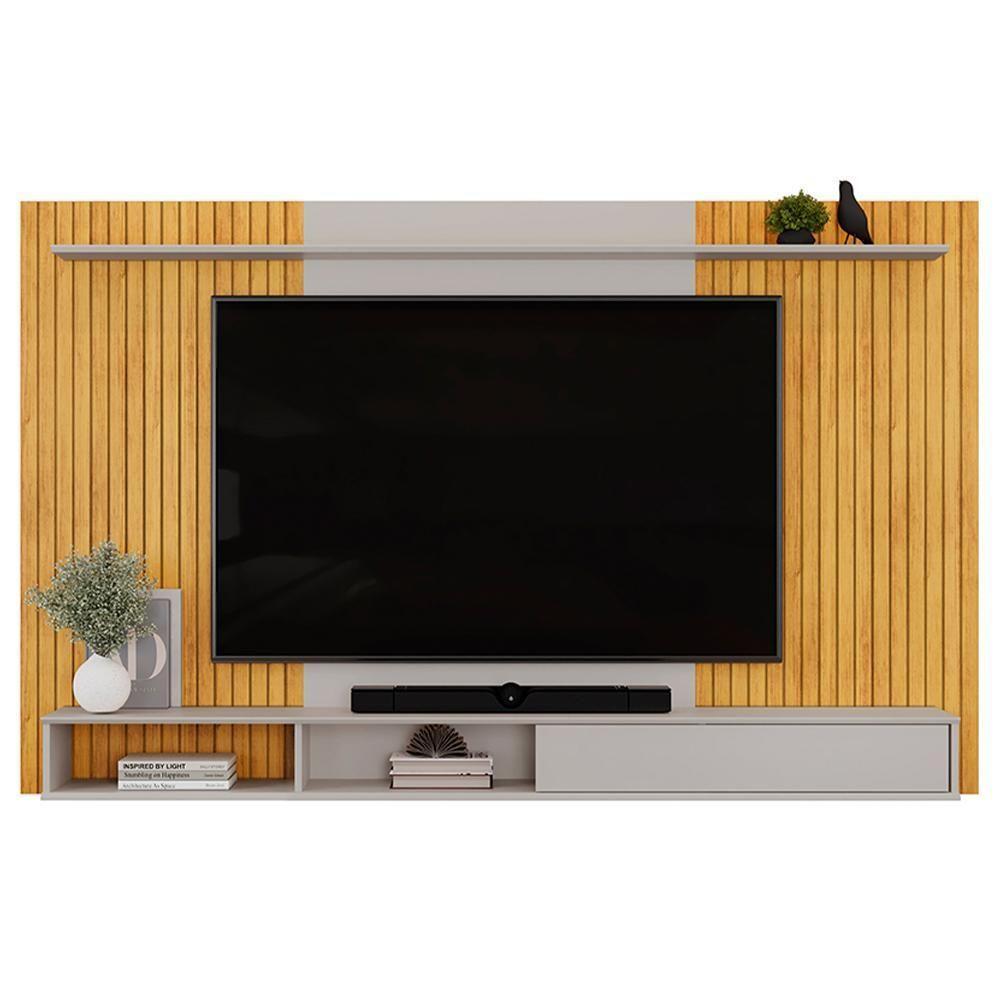 Painel Para Tv 70 Pol Com Bancada Suspensa 215cm Dom D05 Cedro Bali - Lyam Decor - 6