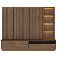 Estante Painel Para Tv 82 Pol Ripado Com Led 240cm Jolie C04 Amêndoa - Lyam Decor - 2