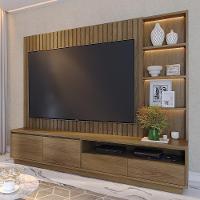 Estante Painel Para Tv 82 Pol Ripado Com Led 240cm Jolie C04 Amêndoa - Lyam Decor - 6