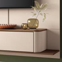 Painel Para Tv 70 Pol Bancada Suspensa Orgânica Cheri B01 Off White Castanho - Lyam Decor - 5