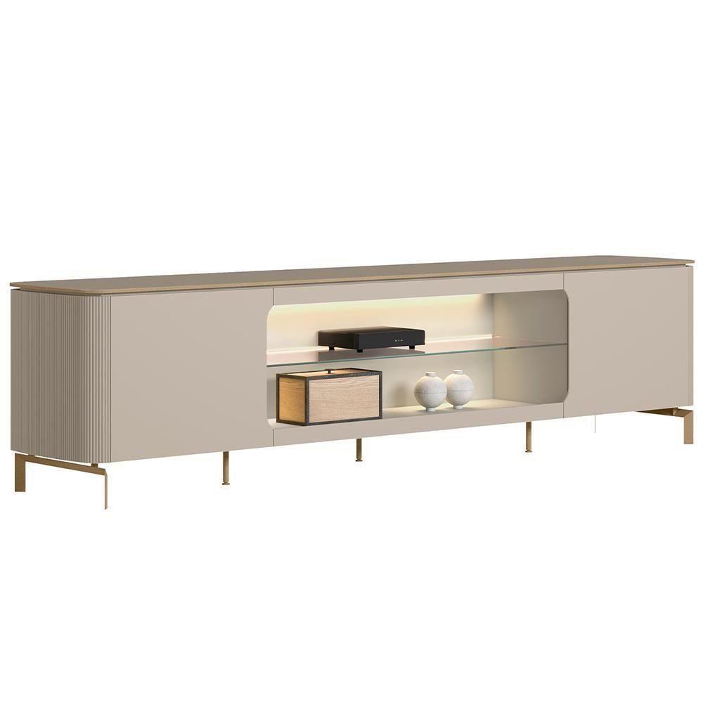 Rack Para Sala De Estar Tv 85 Pol Com Led Elysia L05 Off White Fosco - Lyam Decor - 1