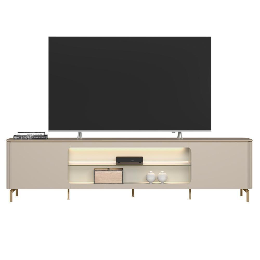 Rack Para Sala De Estar Tv 85 Pol Com Led Elysia L05 Off White Fosco - Lyam Decor - 3