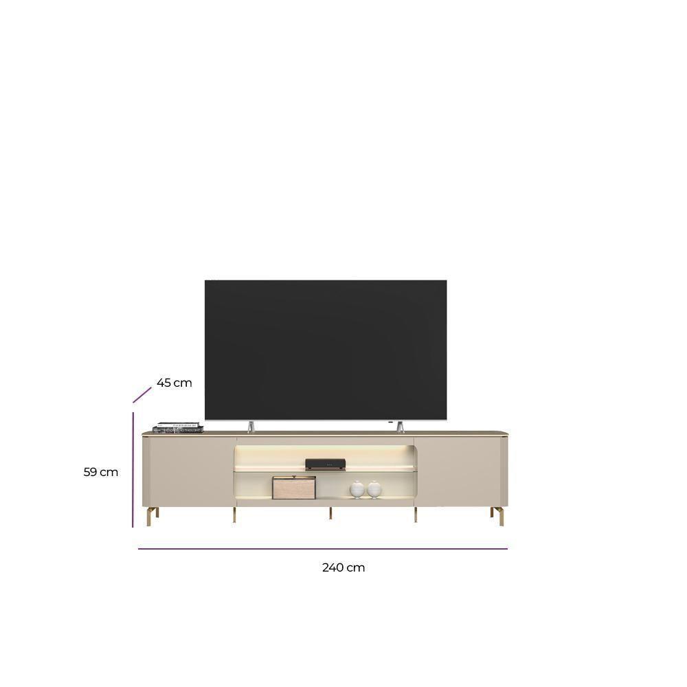 Rack Para Sala De Estar Tv 85 Pol Com Led Elysia L05 Off White Fosco - Lyam Decor - 5