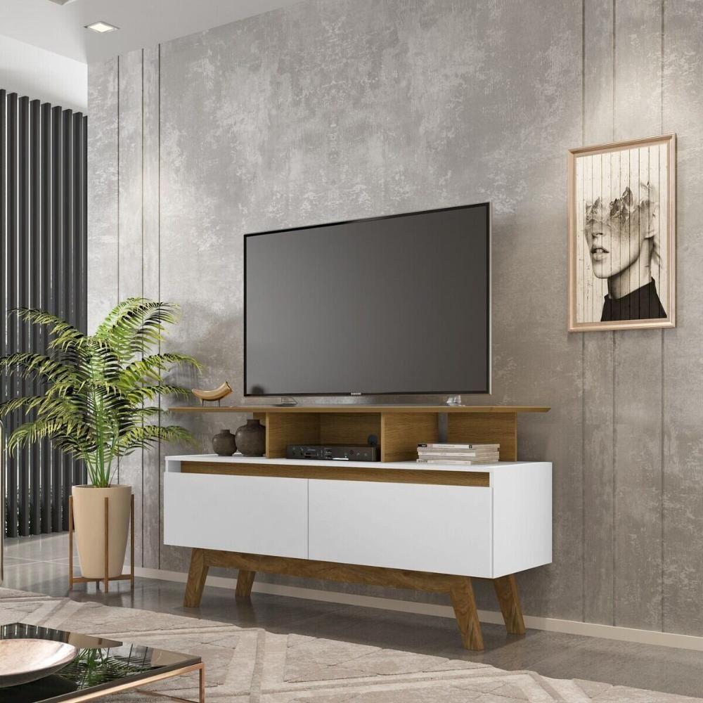 Rack Para Tv Até 50 Polegadas Com Nicho E 2 Portas Retrô Multimóveis Cr45294 Cinamomo Branco - 1