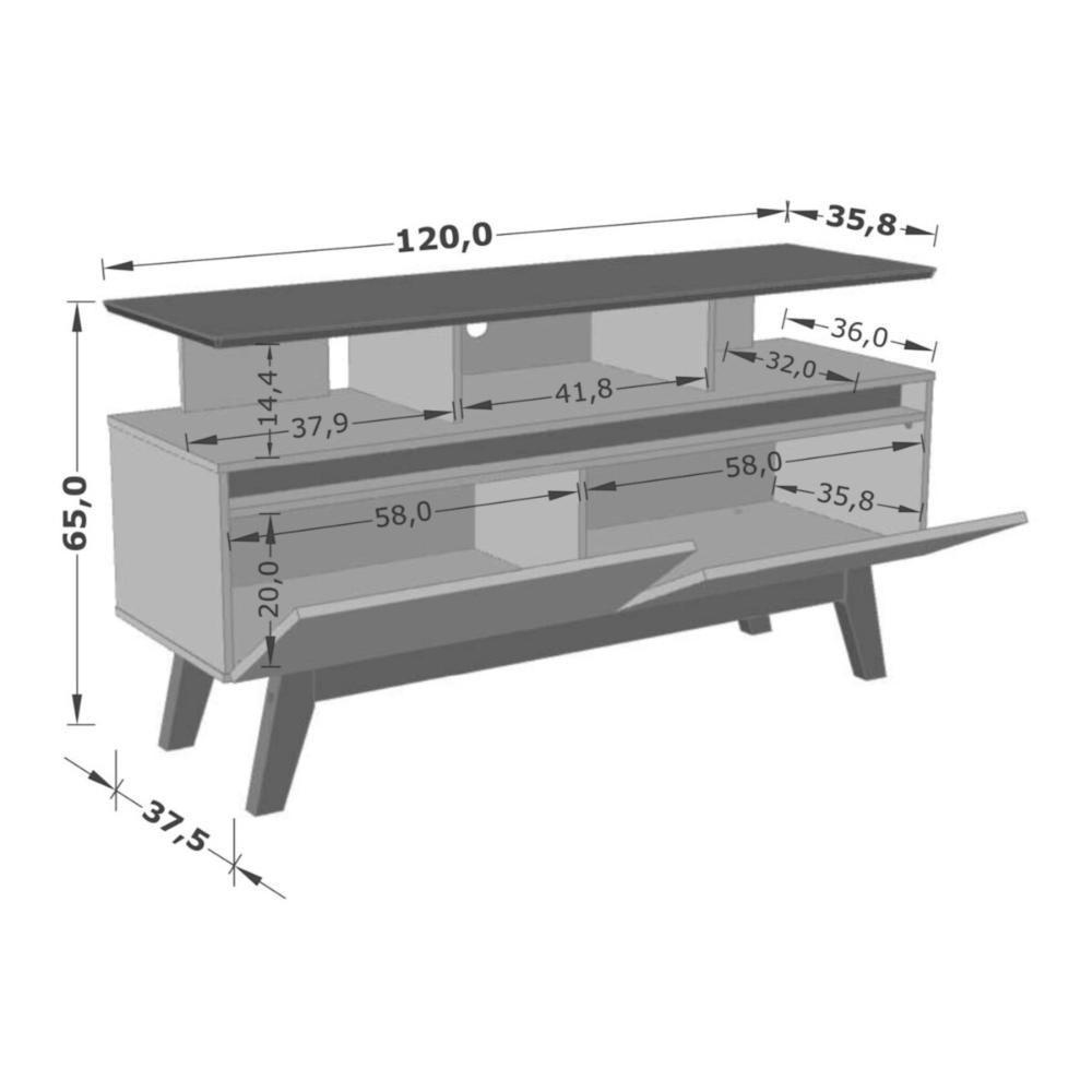 Rack Para Tv Até 50 Polegadas Com Nicho E 2 Portas Retrô Multimóveis Cr45294 Cinamomo Branco - 4