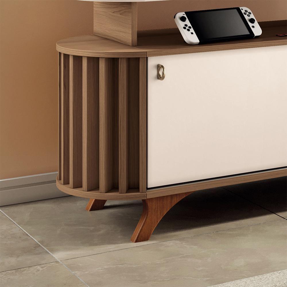 Bancada Decorativa Kirby 1.8 Tv Até 70 Pol. Ripada Castanho/off White G26 - Gran Belo - 3