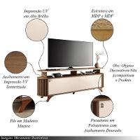 Bancada Decorativa Kirby 1.8 Tv Até 70 Pol. Ripada Castanho/off White G26 - Gran Belo - 6