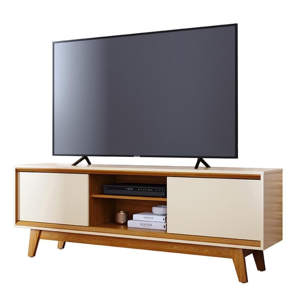 Rack Bancada 2 Portas Tvs Até 65 Polegadas Atlas - Cinamomo-off White Cinamomo-off White - 9