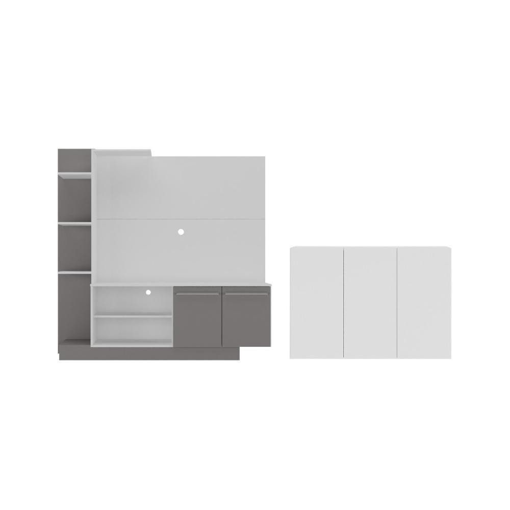 Rack Com Painel Para Tv Até 55 Polegadas E Aparador 3 Portas Multimóveis Mp1097 Branco/lacca Fumê - 4