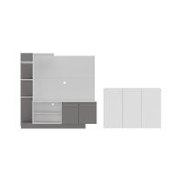 Rack Com Painel Para Tv Até 55 Polegadas E Aparador 3 Portas Multimóveis Mp1097 Branco/lacca Fumê
