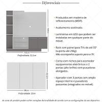 Rack Com Painel Para Tv Até 55 Polegadas E Aparador 3 Portas Multimóveis Mp1097 Branco/lacca Fumê - 5