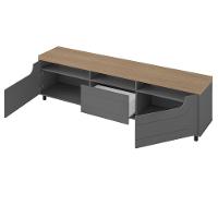 Rack Sala De Estar Tv 75 Pol 200 Cm 4442 Carvalho Grafite Arly Carvalho Grafite - 2