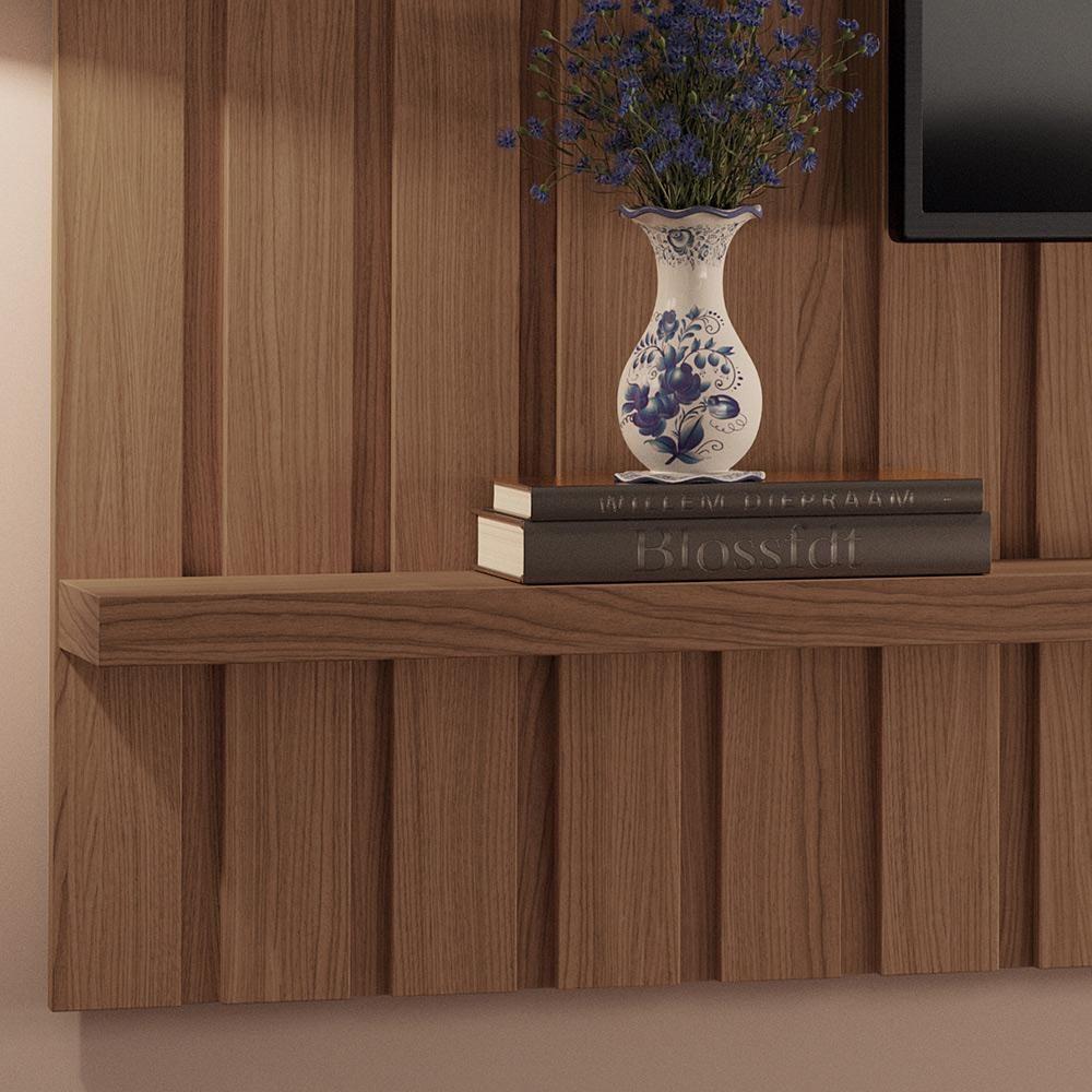Painel Para Tv 70 Pol Ripado 200cm Conect B01 Castanho - Lyam Decor - 5
