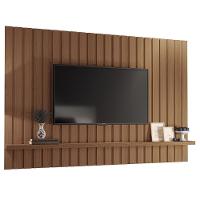 Painel Para Tv 70 Pol Ripado 200cm Conect B01 Castanho - Lyam Decor - 1