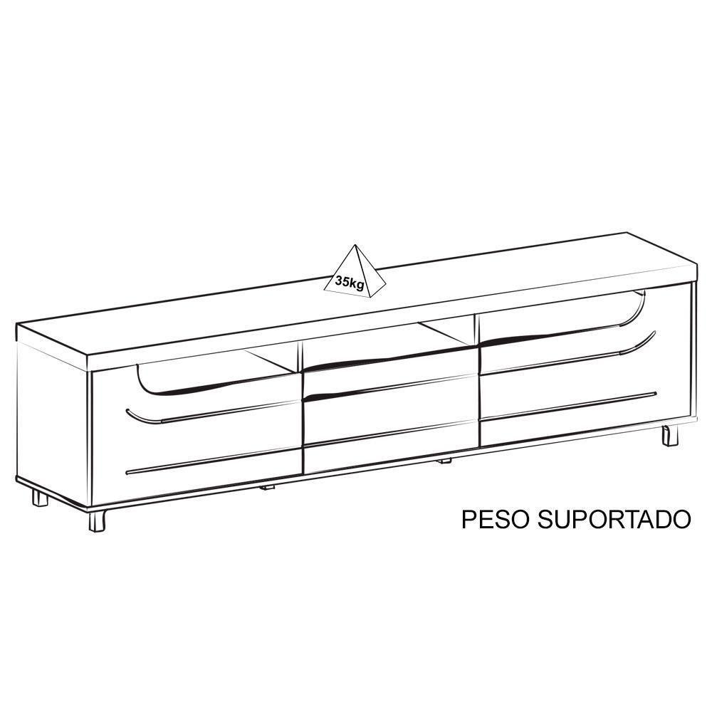 Rack Sala De Estar Tv 75 Pol 200 Cm 4441 Pinho Off White Arly - 4