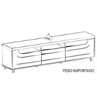 Rack Sala De Estar Tv 75 Pol 200 Cm 4441 Pinho Off White Arly