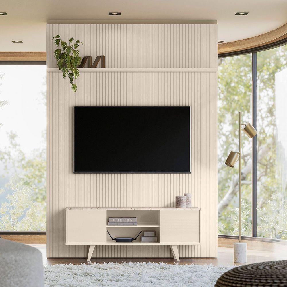Painel Para Tv 65 Polegadas Composição Bancada Panor Calacata/off White - 4