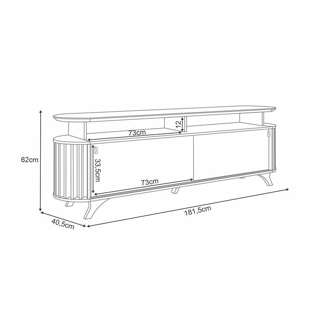 Bancada Decorativa Kirby 1.8 Tv Até 70 Pol. Ripada Cinamomo/off White G26 - Gran Belo - 4